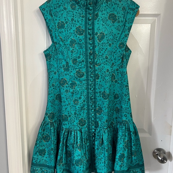 Elegant Teal Floral Mini Dress - Picture 1 of 4